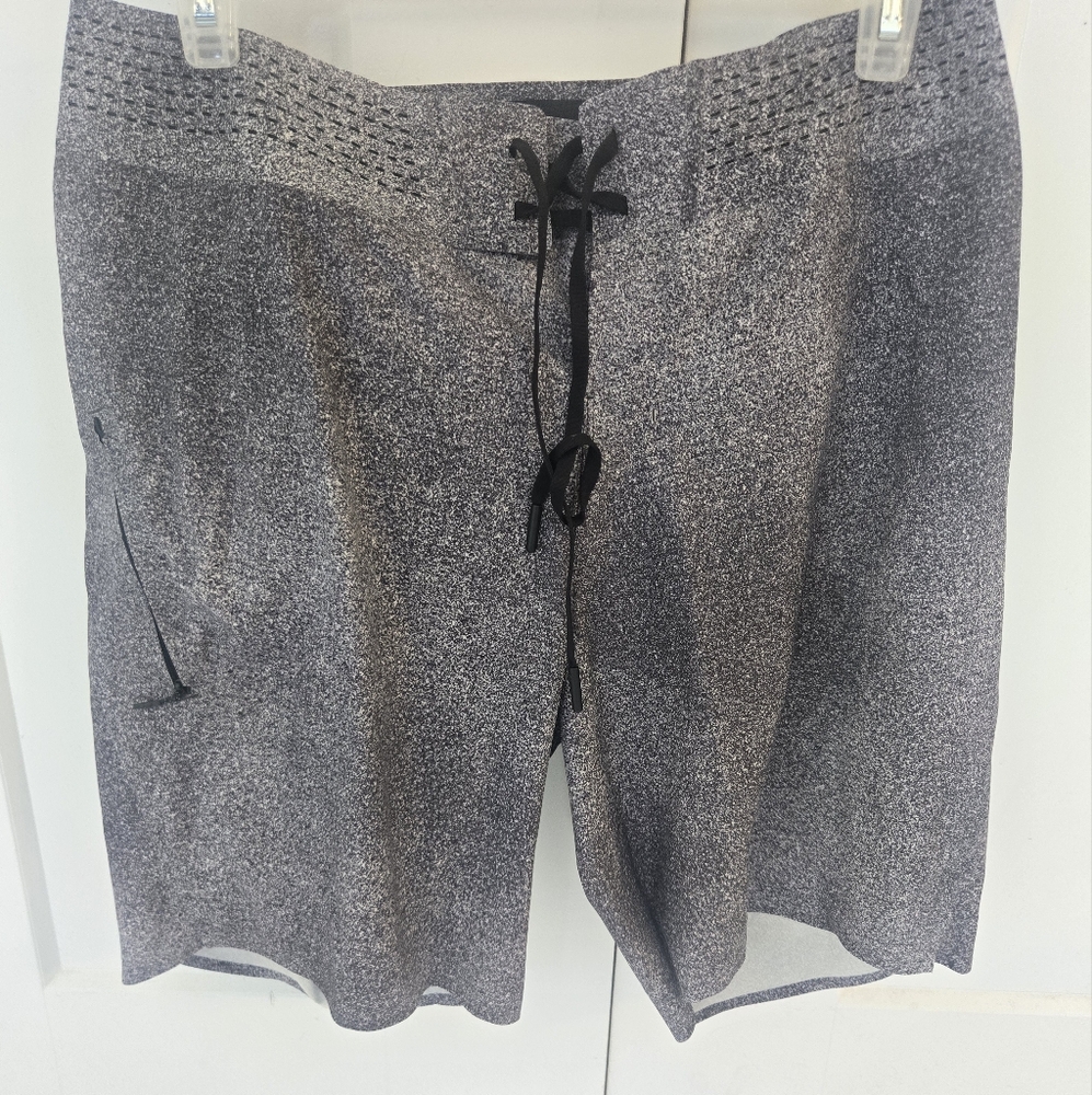 Lululemon Gray and Black Swim Trunks with Drawstring Waist